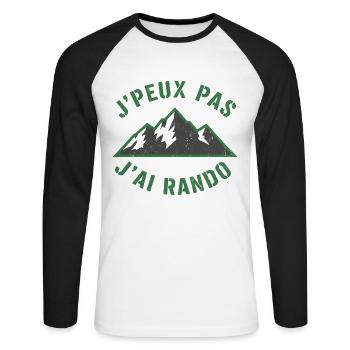 Green Mountains and Slogan Hiking - Unisex Long Sleeve Baseball T-Shirt - white/black - Front - Nik (191cm)