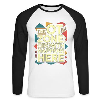 Pediatric OT The OT Zone Special Need Therapy - Unisex Long Sleeve Baseball T-Shirt - white/black - Front - Nik (191cm)