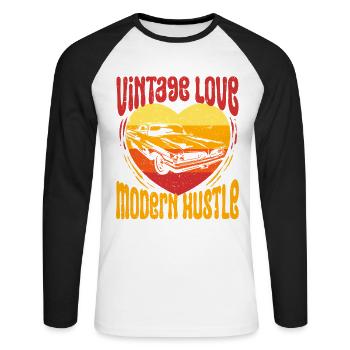 Car Restoration Vintage Love - Unisex Long Sleeve Baseball T-Shirt - white/black - Front - Nik (191cm)
