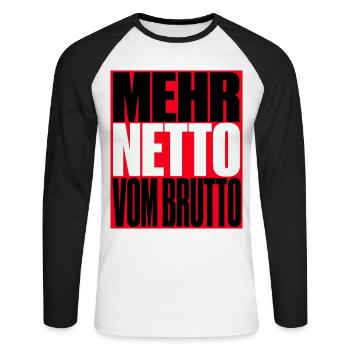 More net from gross - Unisex Long Sleeve Baseball T-Shirt - white/black - Front - Nik (191cm)