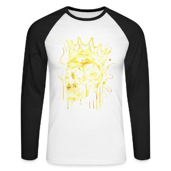 Roi du Crâne d’Or - T-shirt baseball manches longues Homme - blanc/noir - Devant - Nik (191cm)