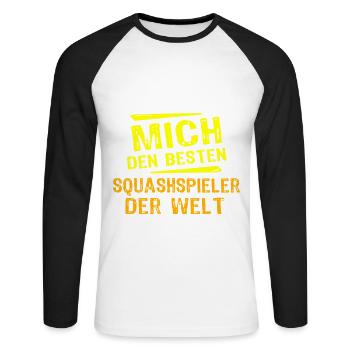 Squashspieler Geschenk - Unisex Baseballshirt langarm - Weiß/Schwarz - Vorne - Nik (191cm)