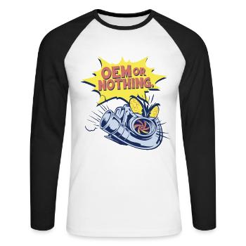 Auto Restoration OEM Or Nothing - Unisex Long Sleeve Baseball T-Shirt - white/black - Front - Nik (191cm)
