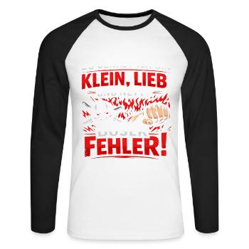Klein Lieb Nett Böser Fehler Spruch - Unisex Long Sleeve Baseball T-Shirt - white/black - Front - Nik (191cm)