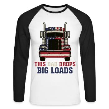Trucker US Semi Truck Driver Dad - Unisex Long Sleeve Baseball T-Shirt - white/black - Front - Nik (191cm)