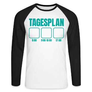 Postman DAILY SCHEDULE Delivering Packages Funny - Unisex Long Sleeve Baseball T-Shirt - white/black - Front - Nik (191cm)