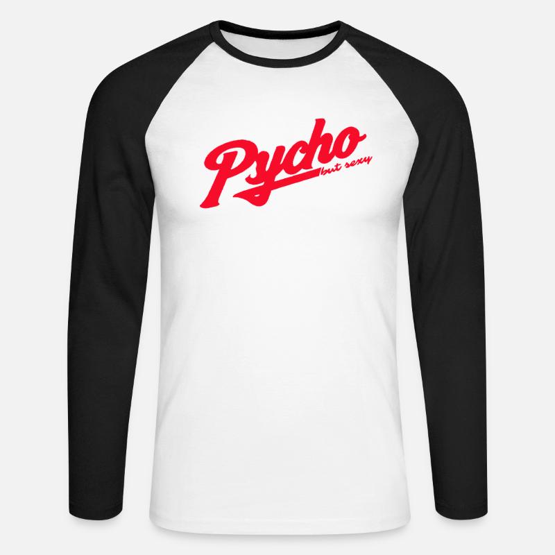 Psycho Retro Script Logo - Unisex Baseballshirt langarm - Weiß/Schwarz