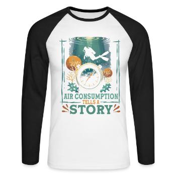 La consommation d’air de plongée récréative pour plongeurs raconte une histoire - T-shirt baseball manches longues Homme - blanc/noir - Devant - Nik (191cm)