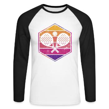 Padel Sport - T-shirt baseball manches longues Homme - blanc/noir - Devant - Nik (191cm)