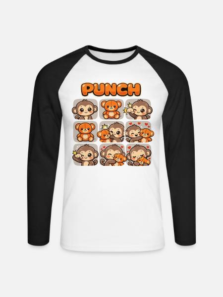 Affe Süßer Baby Faustschlag Geschenk - Unisex Baseballshirt langarm - Weiß/Schwarz