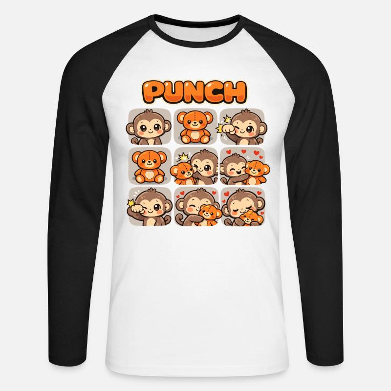 Affe Süßer Baby Faustschlag Geschenk - Unisex Baseballshirt langarm - Weiß/Schwarz