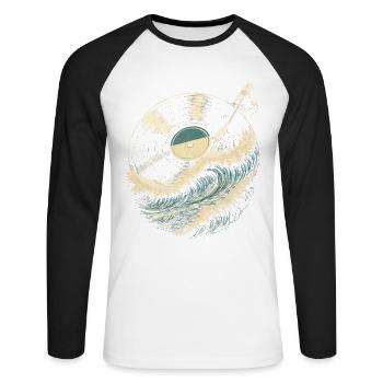 Disques vinyles de collection Vinyl Vinyl Collections - T-shirt baseball manches longues Homme - blanc/noir - Devant - Nik (191cm)