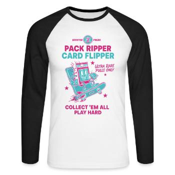 Pack Ripper Kartenflipper Ultra Rare Pulls Trading - Unisex Baseballshirt langarm - Weiß/Schwarz - Vorne - Nik (191cm)