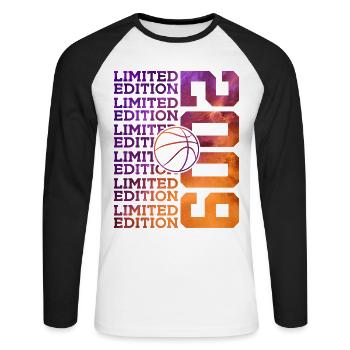 LIMITED EDITION 2009 BASKETBALL 17TH BIRTHDAY - Unisex Long Sleeve Baseball T-Shirt - white/black - Front - Nik (191cm)