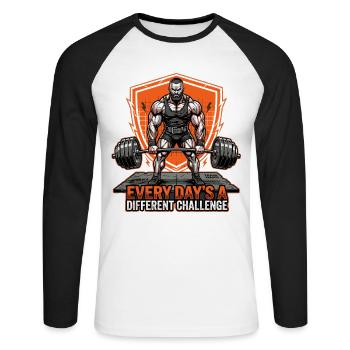 Haltérophiles, bodybuilders, musculation, fitness - T-shirt baseball manches longues Homme - blanc/noir - Devant - Nik (191cm)
