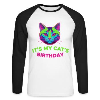 It's My Cat's Birthday - Unisex Long Sleeve Baseball T-Shirt - white/black - Front - Nik (191cm)