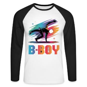 B-Boy Breakdance Streetstyle Breakdancer - Unisex Long Sleeve Baseball T-Shirt - white/black - Front - Nik (191cm)