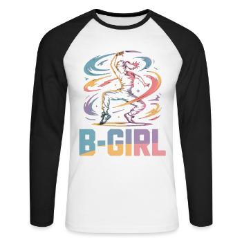 B-Girl Breakdance Streetstyle Retro Design - Unisex Long Sleeve Baseball T-Shirt - white/black - Front - Nik (191cm)