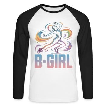 B-Girl Breakdance Streetstyle Retro Design - Unisex Long Sleeve Baseball T-Shirt - white/black - Front - Nik (191cm)