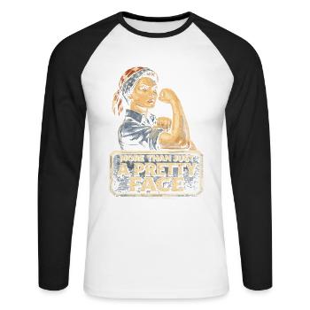 Feminism Feminist Feminist - Unisex Long Sleeve Baseball T-Shirt - white/black - Front - Nik (191cm)