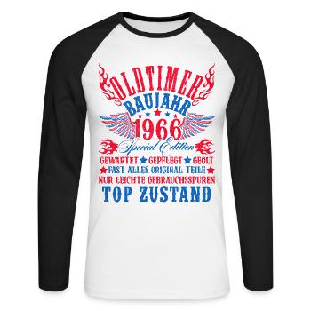 60th Birthday 60 Years Decoration 1965 Gift Funny - Unisex Long Sleeve Baseball T-Shirt - white/black - Front - Nik (191cm)