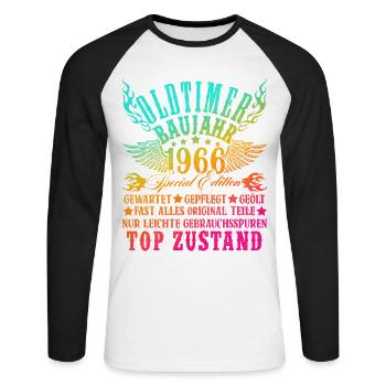60th Birthday 60 Years Decoration 1965 Gift Funny - Unisex Long Sleeve Baseball T-Shirt - white/black - Front - Nik (191cm)