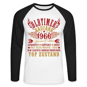 60th Birthday 60 Years Decoration 1965 Gift Funny - Unisex Long Sleeve Baseball T-Shirt - white/black - Front - Nik (191cm)