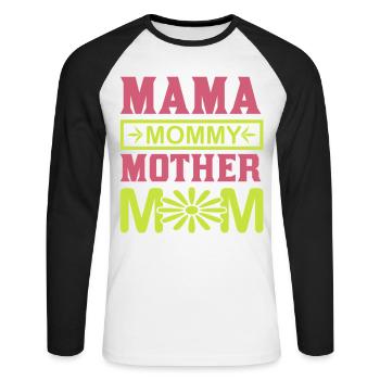 Mama Mama Mama Mama süßes Mutterschaftsgeschenk-Hemd - Unisex Baseballshirt langarm - Weiß/Schwarz - Vorne - Nik (191cm)