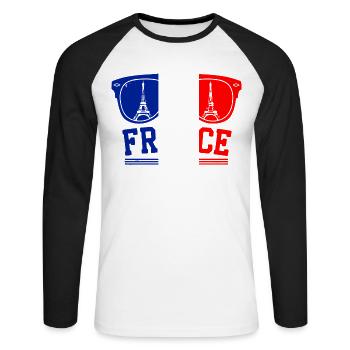 France 2026 Eiffel Tower Glasses - Unisex Long Sleeve Baseball T-Shirt - white/black - Front - Nik (191cm)