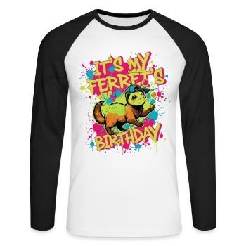 Frettchen Geburtstag - Unisex Baseballshirt langarm - Weiß/Schwarz - Vorne - Nik (191cm)