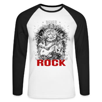 JAMAIS TROP VIEUX POUR ROCKER - T-shirt baseball manches longues Homme - blanc/noir - Devant - Nik (191cm)