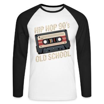 Hip Hop 90s Old School Cassette - Unisex Long Sleeve Baseball T-Shirt - white/black - Front - Nik (191cm)