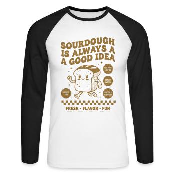 Sourdough Bread Baking Starter Era - Unisex Long Sleeve Baseball T-Shirt - white/black - Front - Nik (191cm)