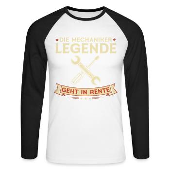 Mechanic Legend in Retirement Retirement Gift - Unisex Long Sleeve Baseball T-Shirt - white/black - Front - Nik (191cm)
