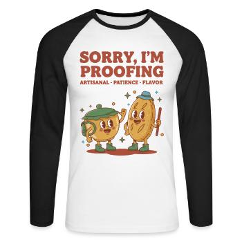 Sourdough I'm sorry, I'm proving artisanal - Unisex Long Sleeve Baseball T-Shirt - white/black - Front - Nik (191cm)