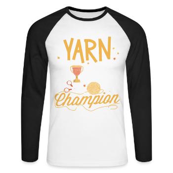 Champion de la laine au crochet - T-shirt baseball manches longues Homme - blanc/noir - Devant - Nik (191cm)