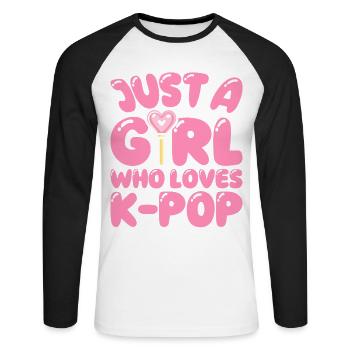 Nur Ein Mädchen, Das K-pop-musik-fan-design Liebt - Unisex Baseballshirt langarm - Weiß/Schwarz - Vorne - Nik (191cm)