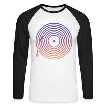 DJ Vinyl Music - T-shirt baseball manches longues Homme - blanc/noir - Devant - Nik (191cm)