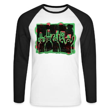 Tolérance à l’égalité des démos - T-shirt baseball manches longues Homme - blanc/noir - Devant - Nik (191cm)