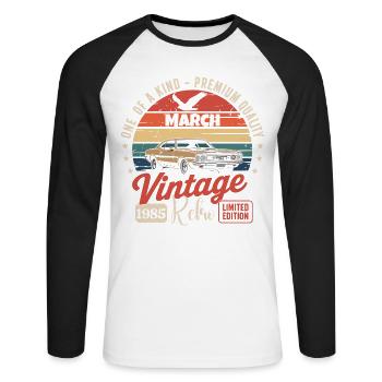 Birthday March 1985 Year Limited Edition 1985 - Unisex Long Sleeve Baseball T-Shirt - white/black - Front - Nik (191cm)