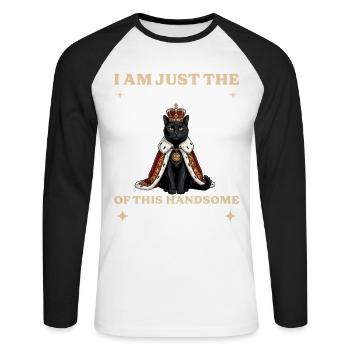 Roi Chat Noir Propriétaire de Chat Serviteur - T-shirt baseball manches longues Homme - blanc/noir - Devant - Nik (191cm)