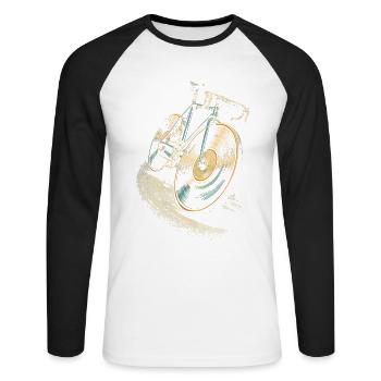 Vinyl Collectible Record Collector Vinyl Records Bicycle - Unisex Long Sleeve Baseball T-Shirt - white/black - Front - Nik (191cm)