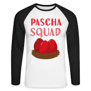 Greek Easter Pascha Squad Orthodox Easter - Unisex Long Sleeve Baseball T-Shirt - white/black - Front - Nik (191cm)