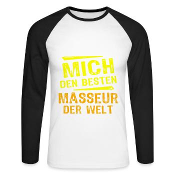 Don de Masseur - T-shirt baseball manches longues Homme - blanc/noir - Devant - Nik (191cm)