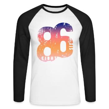 86 Eight Six 1986 - Unisex Baseballshirt langarm - Weiß/Schwarz - Vorne - Nik (191cm)