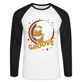 70s Funk Afro Soul Retro Vintage Groove Style - Unisex Baseballshirt langarm - Weiß/Schwarz - Vorne - Nik (191cm)