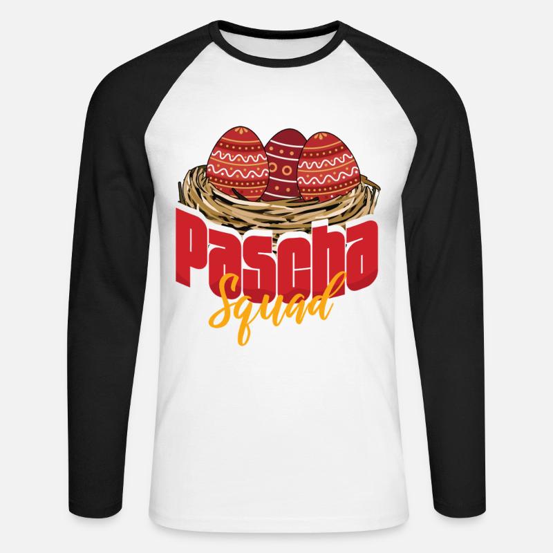 Påskegruppe Ortodoks påske Gresk påske - Langermet baseball-skjorte for menn - hvit/svart