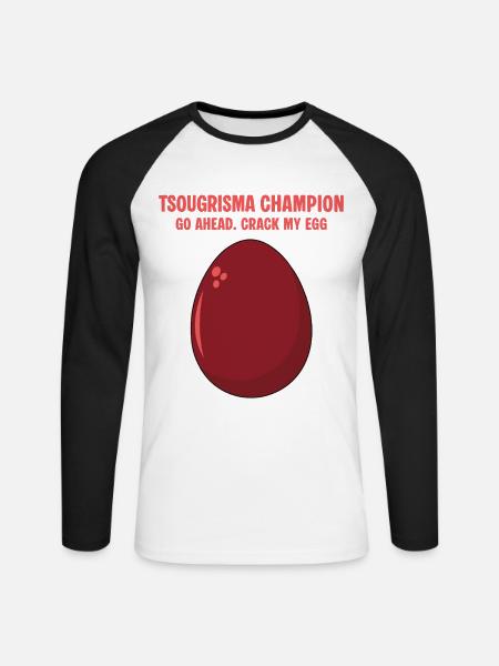 Tsougrisma-Champion Lustiges griechisches Ostern - Unisex Baseballshirt langarm - Weiß/Schwarz