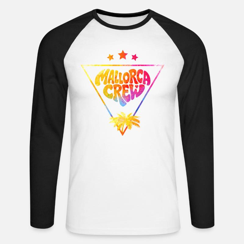 Mallorca Crew Palmen Farbflash - Unisex Baseballshirt langarm - Weiß/Schwarz