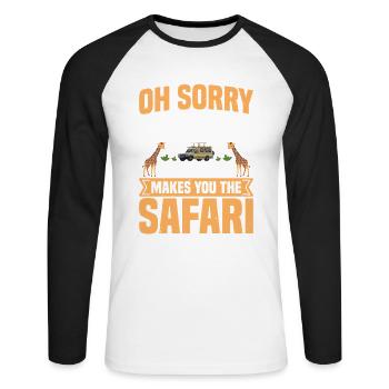 Guide touristique Africain Travel Guide Safari Tour - T-shirt baseball manches longues Homme - blanc/noir - Devant - Nik (191cm)